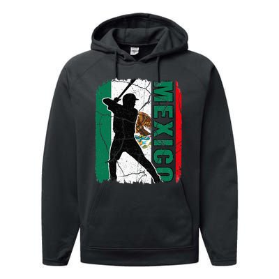 Baseball Player Mexico Flag Baseball Fans Performance Fleece Hoodie