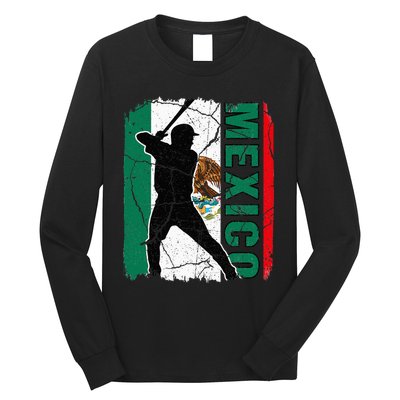 Baseball Player Mexico Flag Baseball Fans Long Sleeve Shirt