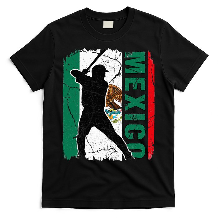 Baseball Player Mexico Flag Baseball Fans T-Shirt