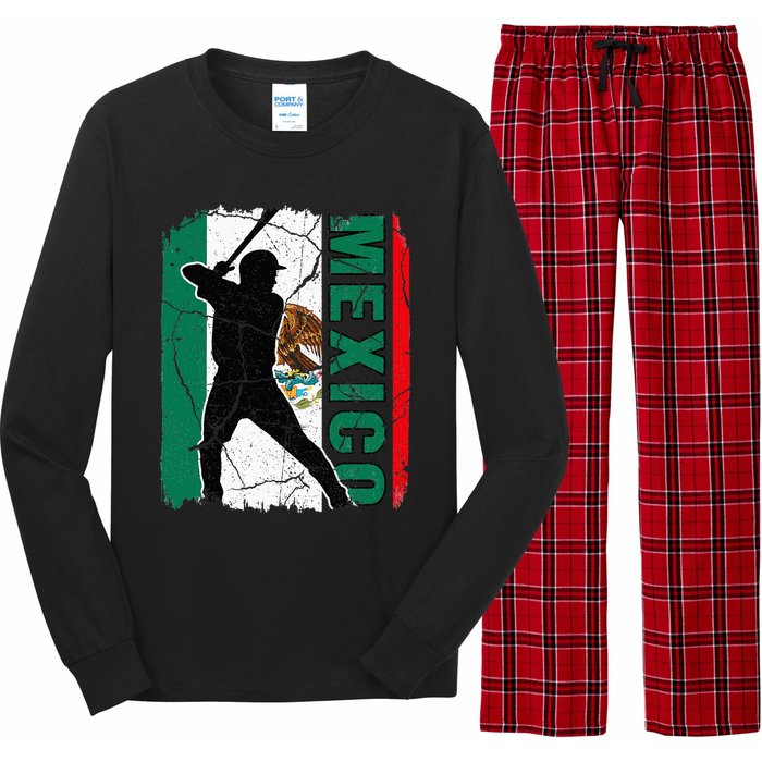 Baseball Player Mexico Flag Baseball Fans Long Sleeve Pajama Set