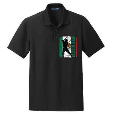 Baseball Player Mexico Flag Baseball Fans Dry Zone Grid Polo