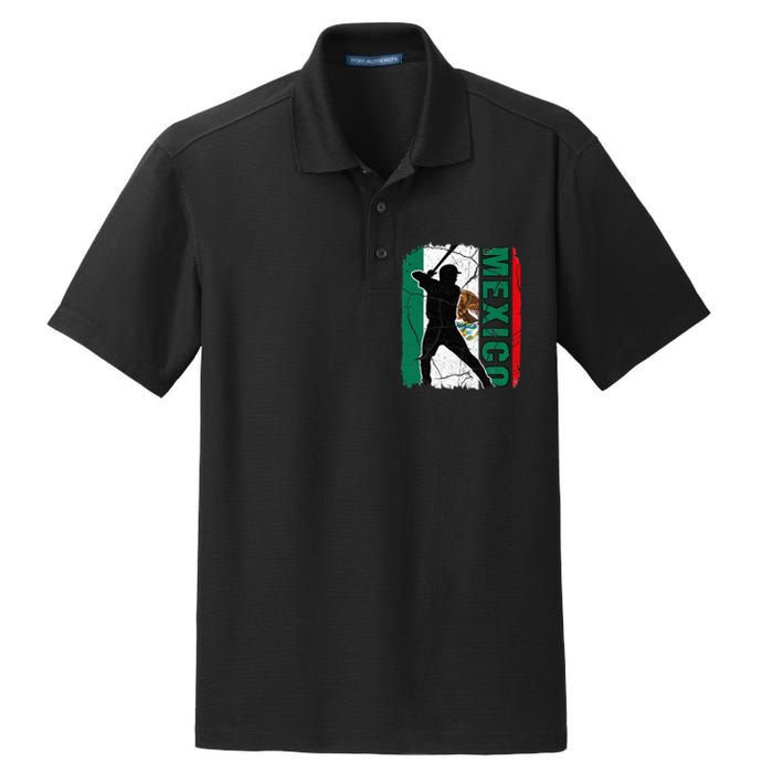 Baseball Player Mexico Flag Baseball Fans Dry Zone Grid Polo