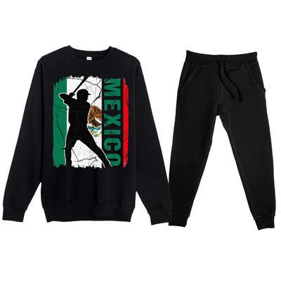 Baseball Player Mexico Flag Baseball Fans Premium Crewneck Sweatsuit Set