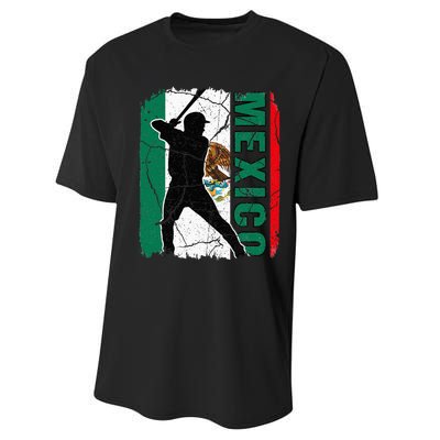 Baseball Player Mexico Flag Baseball Fans Performance Sprint T-Shirt