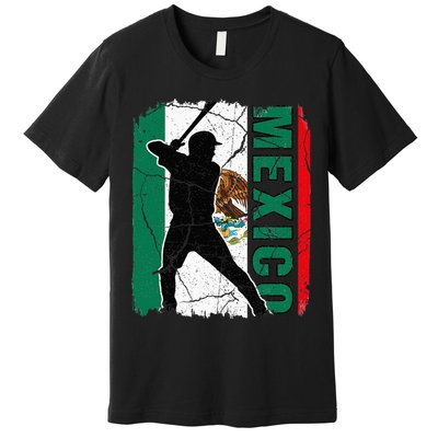 Baseball Player Mexico Flag Baseball Fans Premium T-Shirt