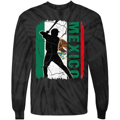 Baseball Player Mexico Flag Baseball Fans Tie-Dye Long Sleeve Shirt