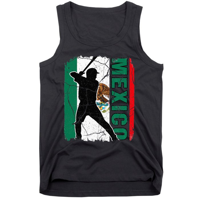 Baseball Player Mexico Flag Baseball Fans Tank Top