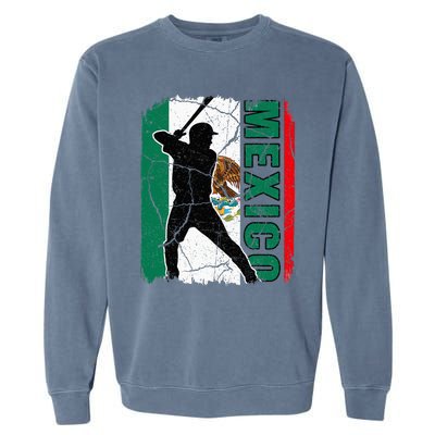 Baseball Player Mexico Flag Baseball Fans Garment-Dyed Sweatshirt