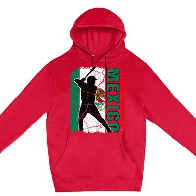 Baseball Player Mexico Flag Baseball Fans Premium Pullover Hoodie