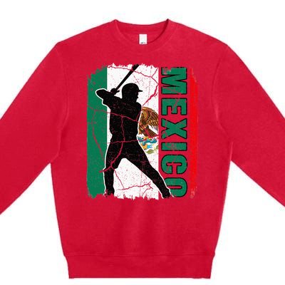 Baseball Player Mexico Flag Baseball Fans Premium Crewneck Sweatshirt