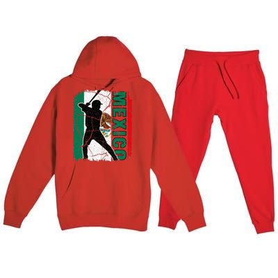 Baseball Player Mexico Flag Baseball Fans Premium Hooded Sweatsuit Set