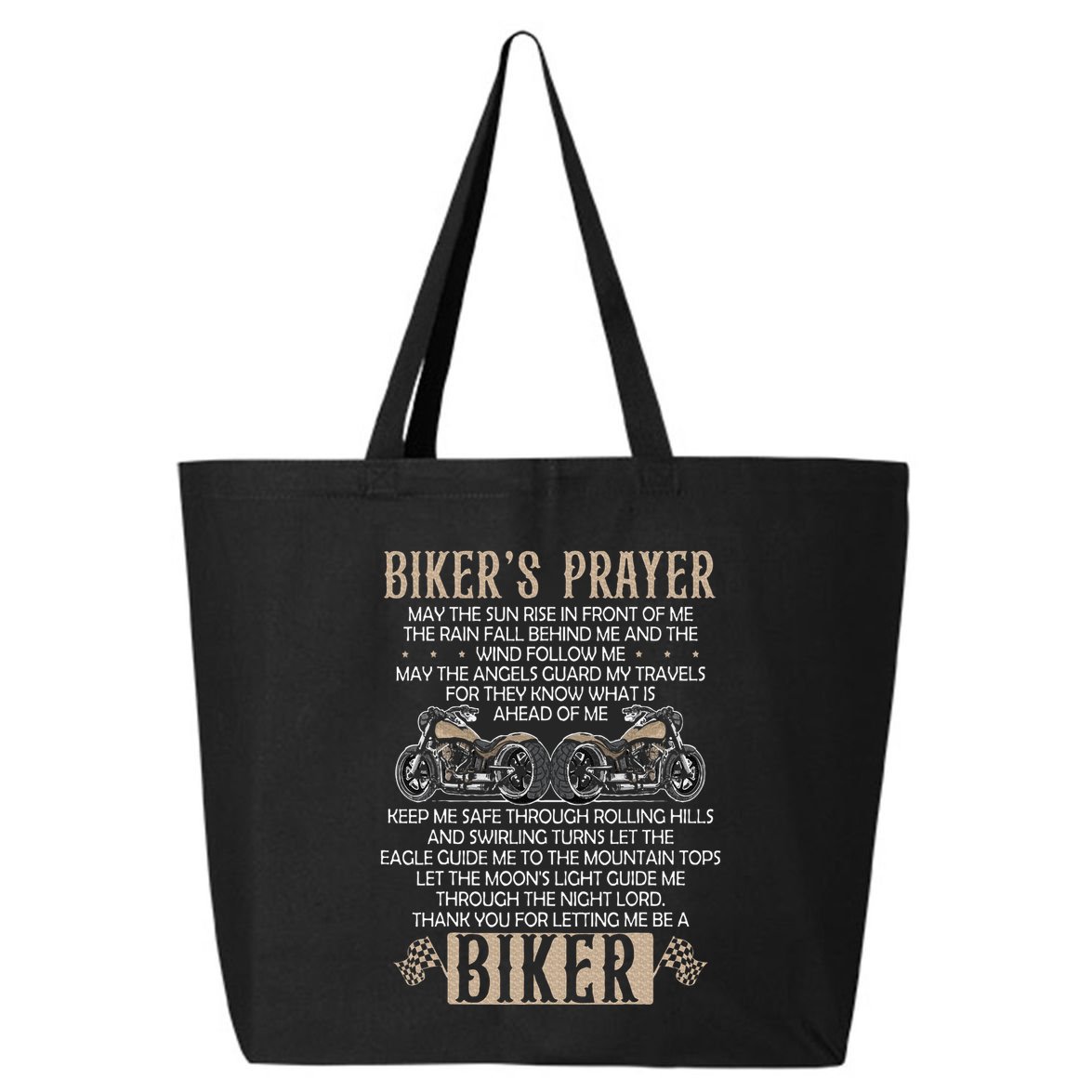 Biker's Prayer Motorcycle Christian Biking Motorcycling 25L Jumbo Tote