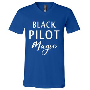 Black Pilot Magic Black History Month African American Gift Meaningful Gift V-Neck T-Shirt