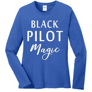 Black Pilot Magic Black History Month African American Gift Meaningful Gift Ladies Long Sleeve Shirt