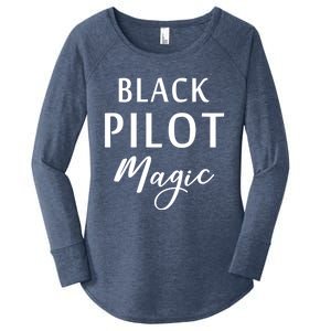 Black Pilot Magic Black History Month African American Gift Meaningful Gift Women's Perfect Tri Tunic Long Sleeve Shirt