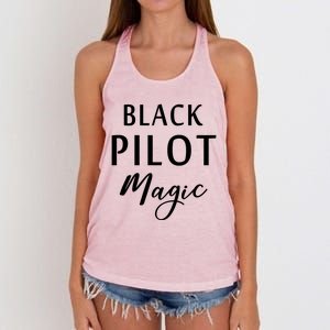 Black Pilot Magic Black History Month African American Gift Meaningful Gift Women's Knotted Racerback Tank