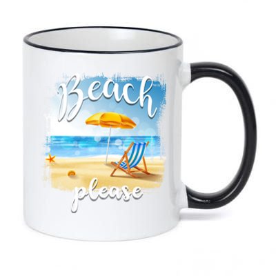 Beach Please Meaningful Gift Folding Chair In Sand Meaningful Gift 11oz Black Color Changing Mug