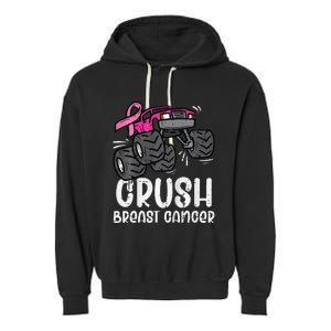 Bold Pink Monster Truck for Breast Cancer Support Garment-Dyed Fleece Hoodie