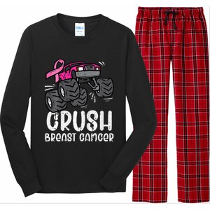 Bold Pink Monster Truck for Breast Cancer Support Long Sleeve Pajama Set