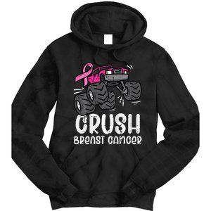 Bold Pink Monster Truck for Breast Cancer Support Tie Dye Hoodie