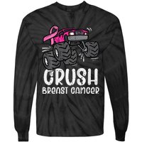 Bold Pink Monster Truck for Breast Cancer Support Tie-Dye Long Sleeve Shirt