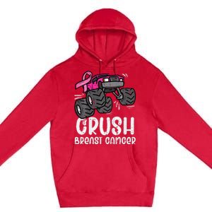 Bold Pink Monster Truck for Breast Cancer Support Premium Pullover Hoodie