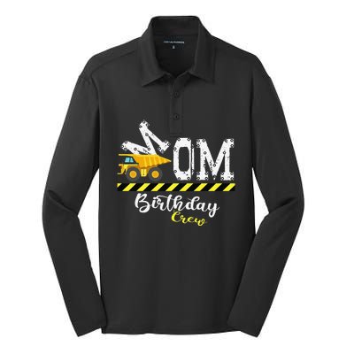 BDay Party Mom Birthday Crew Construction Birthday Party Silk Touch Performance Long Sleeve Polo