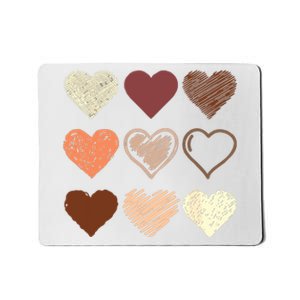 Black Pride Melanin Skin Tone Hearts Black History Month Mousepad