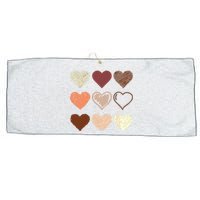 Black Pride Melanin Skin Tone Hearts Black History Month Large Microfiber Waffle Golf Towel