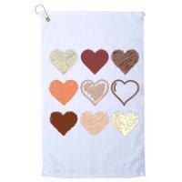 Black Pride Melanin Skin Tone Hearts Black History Month Platinum Collection Golf Towel