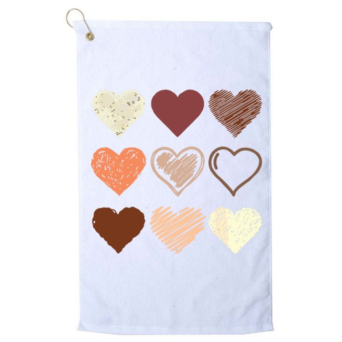 Black Pride Melanin Skin Tone Hearts Black History Month Platinum Collection Golf Towel