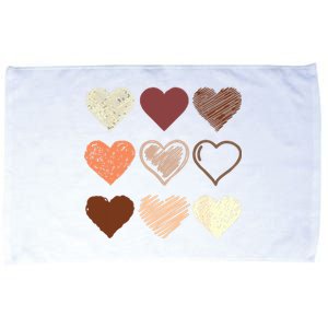 Black Pride Melanin Skin Tone Hearts Black History Month Microfiber Hand Towel