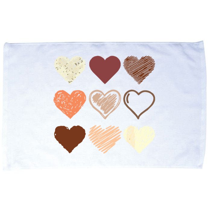 Black Pride Melanin Skin Tone Hearts Black History Month Microfiber Hand Towel