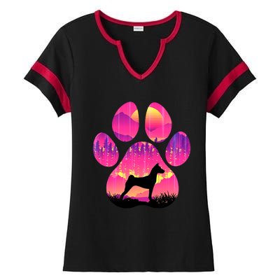 Basenji Paw Mom Dad Tie Dye Dog Paw Lover Ladies Halftime Notch Neck Tee