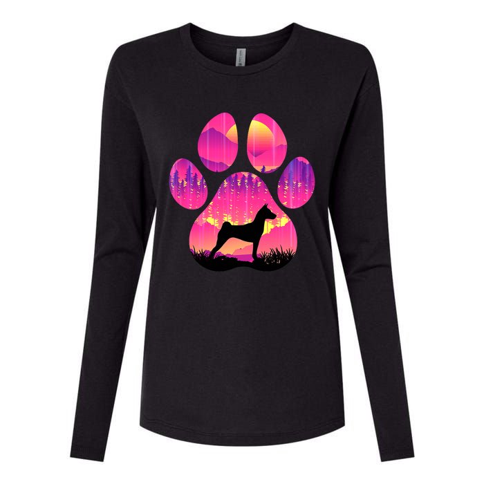 Basenji Paw Mom Dad Tie Dye Dog Paw Lover Womens Cotton Relaxed Long Sleeve T-Shirt