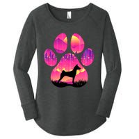 Basenji Paw Mom Dad Tie Dye Dog Paw Lover Women's Perfect Tri Tunic Long Sleeve Shirt