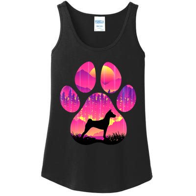 Basenji Paw Mom Dad Tie Dye Dog Paw Lover Ladies Essential Tank