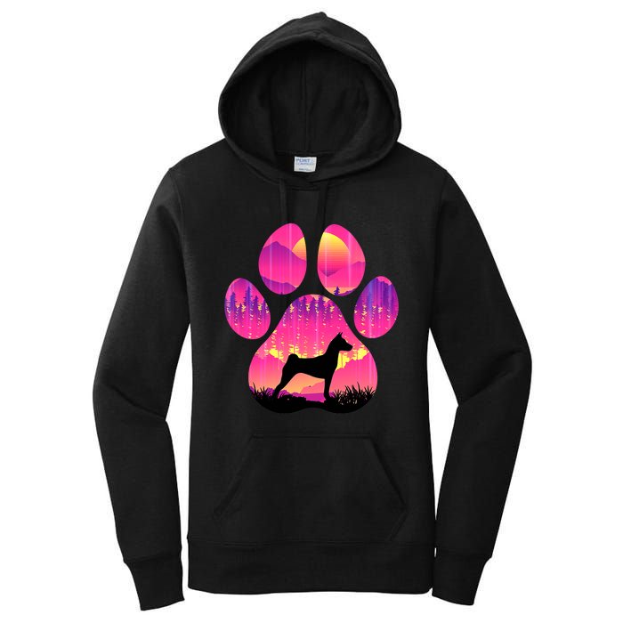 Basenji Paw Mom Dad Tie Dye Dog Paw Lover Women's Pullover Hoodie