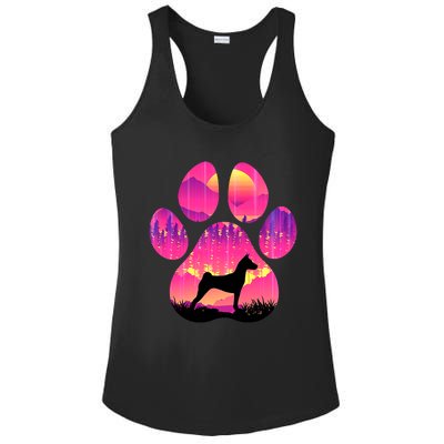 Basenji Paw Mom Dad Tie Dye Dog Paw Lover Ladies PosiCharge Competitor Racerback Tank