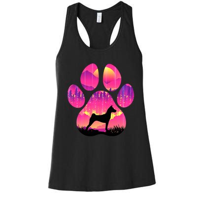 Basenji Paw Mom Dad Tie Dye Dog Paw Lover Women's Racerback Tank