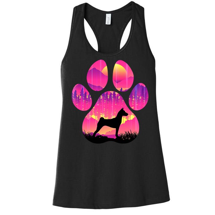 Basenji Paw Mom Dad Tie Dye Dog Paw Lover Women's Racerback Tank