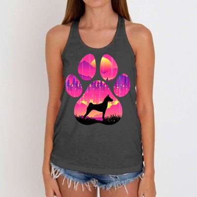 Basenji Paw Mom Dad Tie Dye Dog Paw Lover Women's Knotted Racerback Tank