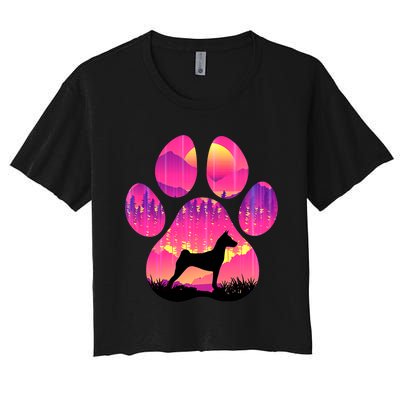 Basenji Paw Mom Dad Tie Dye Dog Paw Lover Women's Crop Top Tee