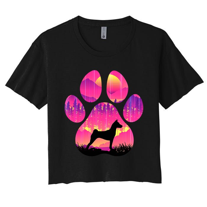 Basenji Paw Mom Dad Tie Dye Dog Paw Lover Women's Crop Top Tee