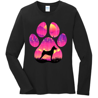 Basenji Paw Mom Dad Tie Dye Dog Paw Lover Ladies Long Sleeve Shirt