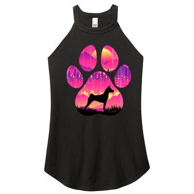 Basenji Paw Mom Dad Tie Dye Dog Paw Lover Women's Perfect Tri Rocker Tank