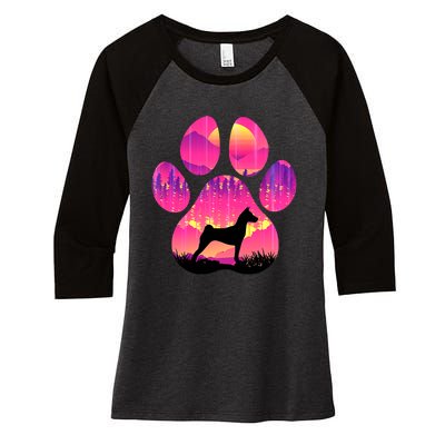 Basenji Paw Mom Dad Tie Dye Dog Paw Lover Women's Tri-Blend 3/4-Sleeve Raglan Shirt