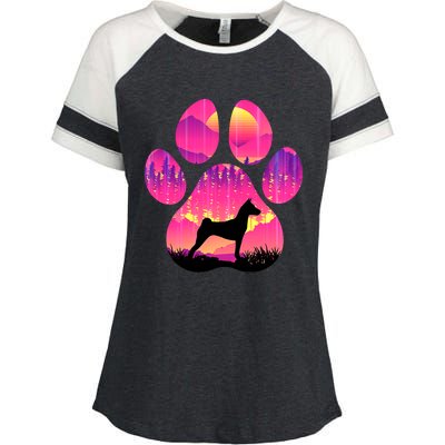 Basenji Paw Mom Dad Tie Dye Dog Paw Lover Enza Ladies Jersey Colorblock Tee