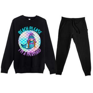 Beach Please Mermaid Gnome Ocean Adventure Summer Vacay Funny Gift Premium Crewneck Sweatsuit Set