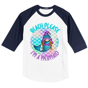 Beach Please Mermaid Gnome Ocean Adventure Summer Vacay Funny Gift Baseball Sleeve Shirt